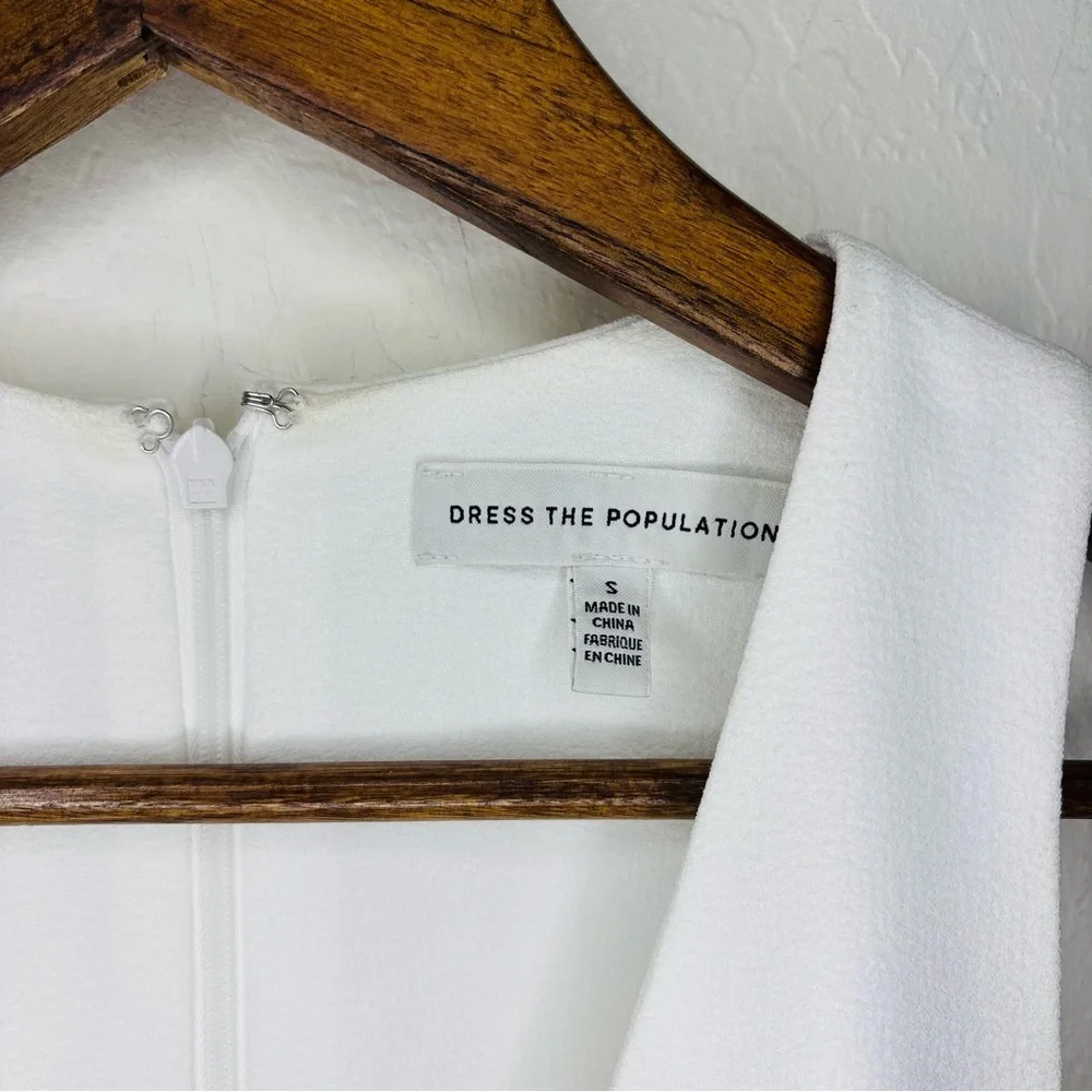 Dress the Population White Catalina Fit & Flare Cocktail Dress Size Small Womens
